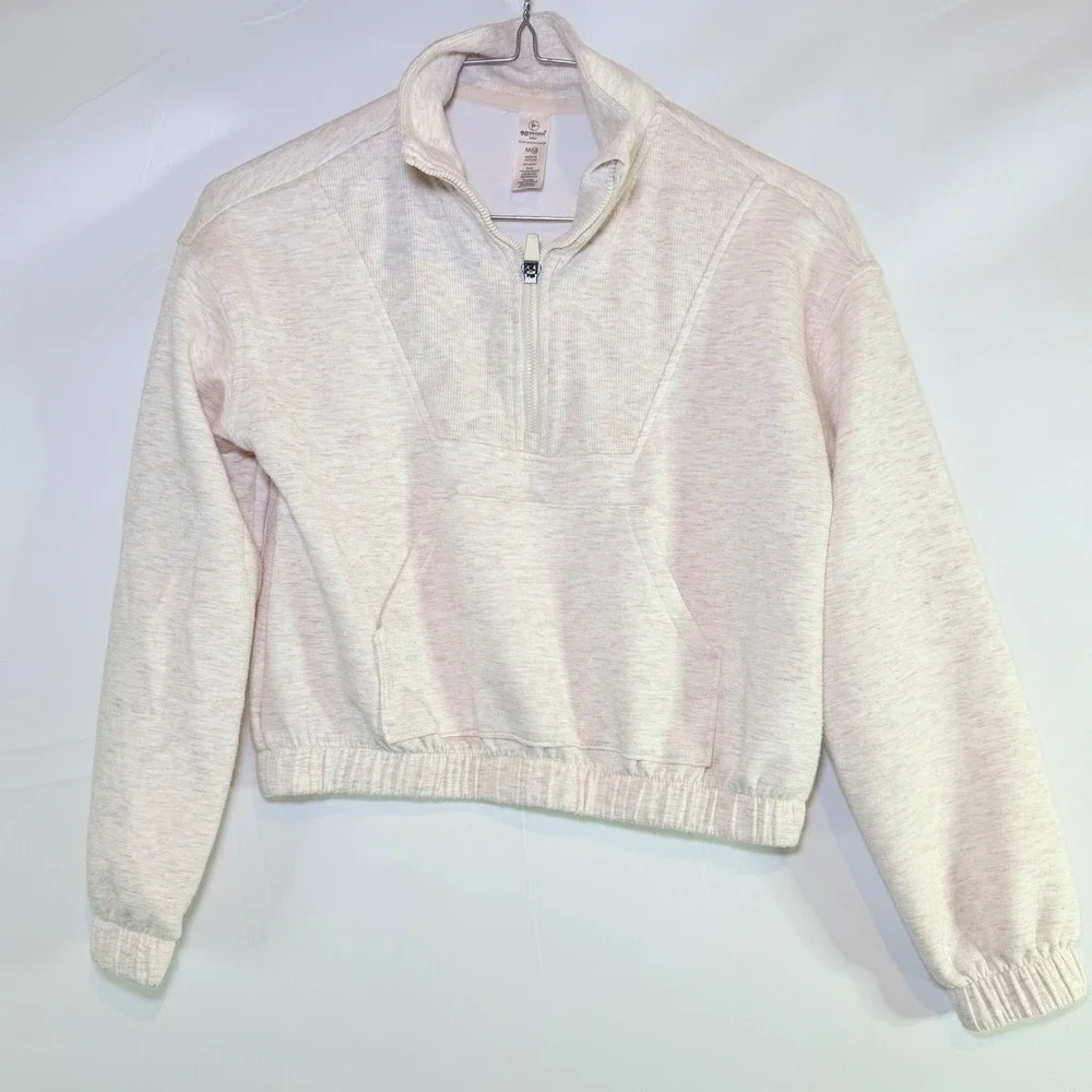 90 Degree by Reflex‎ Girls Scuba Carolina Half Zip Pullover Cream Heather M 10